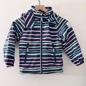 Reima Kids Colorful Striped Rain Jacket Windbreaker Full Zip Hooded Size 5